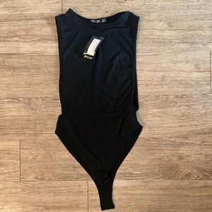 Black Ribbed Bodysuit